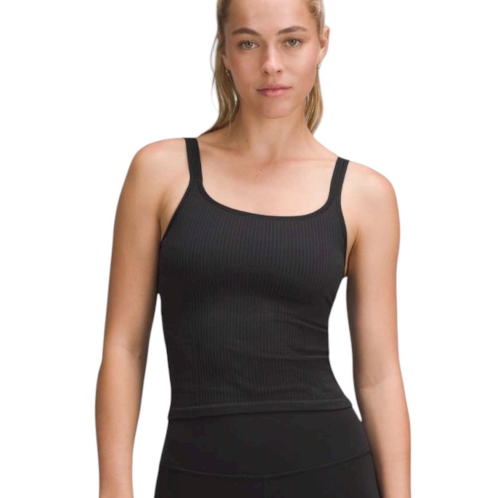 Lululemon Ebb to Street Scoop-Neck Cropped Tank Top, B/C Cup, Black, Sz. 8